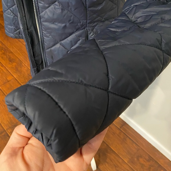 The North Face Navy Blue Quilted Coat Jacket Long - Picture 12 of 15
